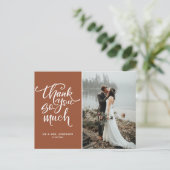 Terracotta Hand Lettering Wedtering Foto Vielen Da Postkarte (Stehend Vorderseite)