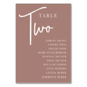 Terracotta Hand Scripted Tabelle TWO + Gästebamen Tischnummer (Vorderseite)