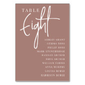Terracotta Hand Scripted Table Aight + Guest Names Tischnummer (Rückseite)