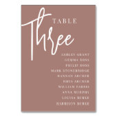 Terracotta Hand Scripted Table DREE + Guest Names Tischnummer (Rückseite)