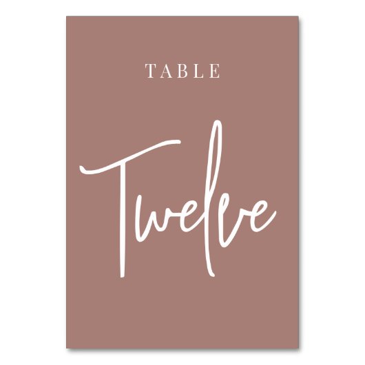 Terracotta Hand Scripted Table TWELVE Tischnummer (Vorderseite)