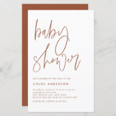 Terracotta Handgeschriebene Script Baby Dusche ein (Vorne/Hinten)
