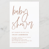 Terracotta Handgeschriebene Script Baby Dusche ein (Vorderseite)