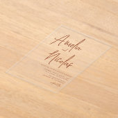 Terracotta Handgeschriebenes Skript Minimalistisch Acryleinladungen (Ablage )