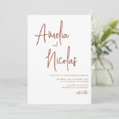 Terracotta Handgeschriebenes Skript Minimalistisch Einladung (Stehend Vorderseite)