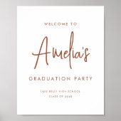 Terracotta Handwriting Graduation Party Willkommen Poster (Vorne)