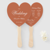 Terracotta Heart Elegantes Script Wedding Program Fächer (Vorne und Hinten)