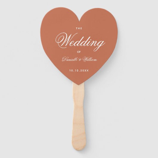 Terracotta Heart Elegantes Script Wedding Program Fächer (Vorderseite)