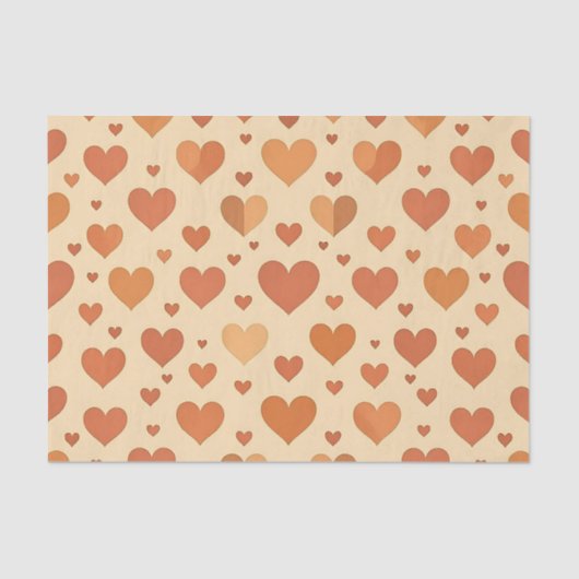 Terracotta Heart Scatter Pattern Seidenpapier (Vorderseite)