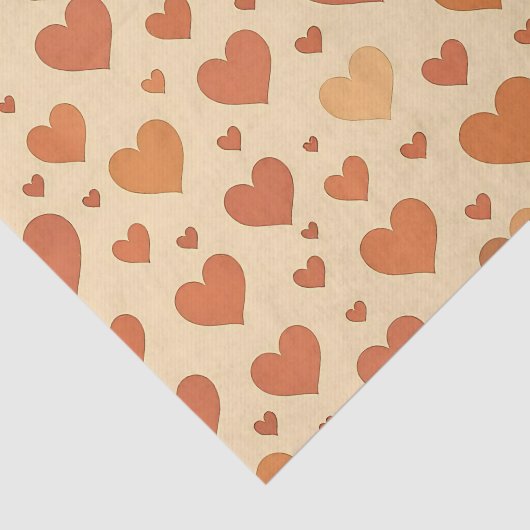 Terracotta Heart Scatter Pattern Seidenpapier (Ausschnitt)