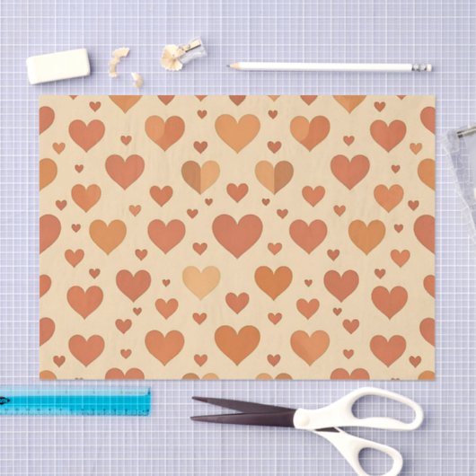 Terracotta Heart Scatter Pattern Seidenpapier (Handwerk)