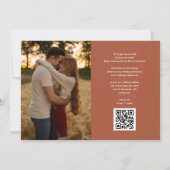 Terracotta Heart Script Foto Wedding QR Code Save The Date (Rückseite)
