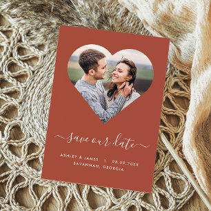 Terracotta Heart Shape Foto Wedding Save the Date