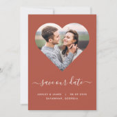 Terracotta Heart Shape Foto Wedding Save the Date (Vorderseite)