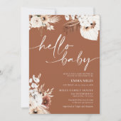 Terracotta Hello Baby Einladung zur Kinderdusche (Vorderseite)