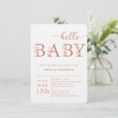 Terracotta Hello Baby Wildflower Invitation Einladung (Stehend Vorderseite)