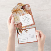 Terracotta Herbst Elegante, Hochzeiten im Herbst All In One Einladung (Abreißen)