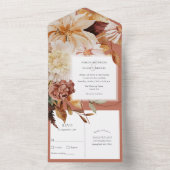 Terracotta Herbst Elegante, Hochzeiten im Herbst All In One Einladung (Innen Boden)