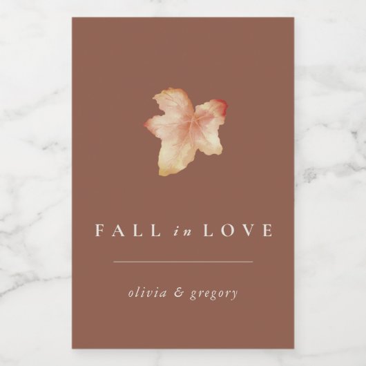 Terracotta "Herbst in Liebe" Herbstübergänge Weinetikett (Einzelnes Label)