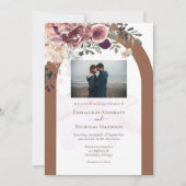 Terracotta Herbstflora mit Foto Hochzeit Einladung (Vorderseite)