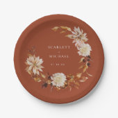Terracotta Herbsthochzeit Pappteller (Vorderseite)