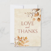 Terracotta Herbstleaves Boho Hochzeit im Herbst Dankeskarte (Vorderseite)