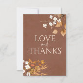 Terracotta Herbstleaves Boho Hochzeit im Herbst Dankeskarte (Vorderseite)