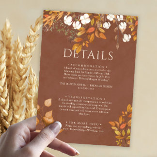 Terracotta Herbstleaves Boho Hochzeit im Herbst De Begleitkarte