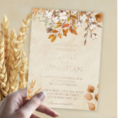 Terracotta Herbstleaves Boho Hochzeit im Herbst Folieneinladung