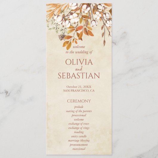 Terracotta Herbstleaves Boho Hochzeit im Herbst Programm (Vorderseite)