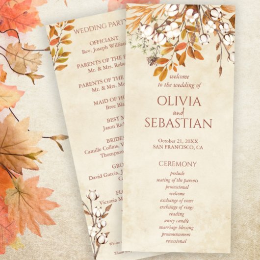 Terracotta Herbstleaves Boho Hochzeit im Herbst Programm