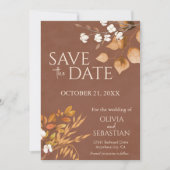 Terracotta Herbstleaves Boho Hochzeit im Herbst Save The Date (Vorderseite)