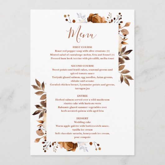 Terracotta Herbstzeremonie auf dem Lande Menükarte (Vorderseite)