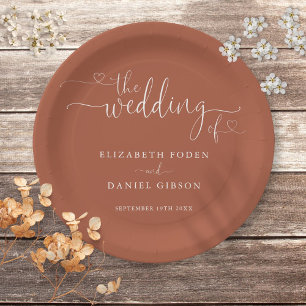 Terracotta Herz Schrift Hochzeit Pappteller