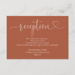 Terracotta Herzensschrift Hochzeitsempfang Begleitkarte