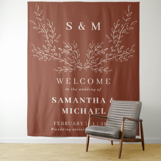 Terracotta Herzlich Willkommen bei der Hochzeit Iv Wandteppich (Beispiel)