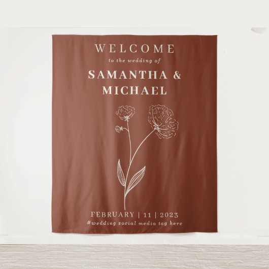 Terracotta Herzlich willkommen in der Hochzeitsbau Wandteppich (Vorderseite)