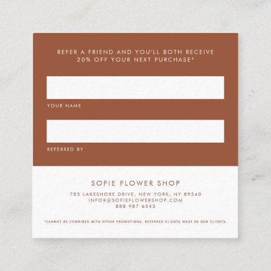 Terracotta Herzstück Minimalistisch Gemeinsame Lie Empfehlungskarte (Rückseite)