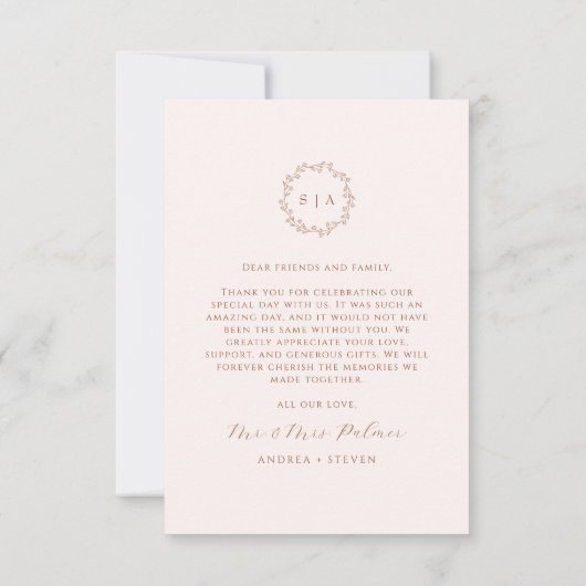 Terracotta-Hochzeit im Herbst Dankeskarte (Rückseite)