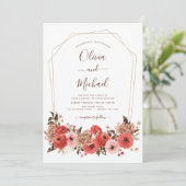 Terracotta Hochzeit im Herbst Florenz Herbst Einladung (Stehend Vorderseite)