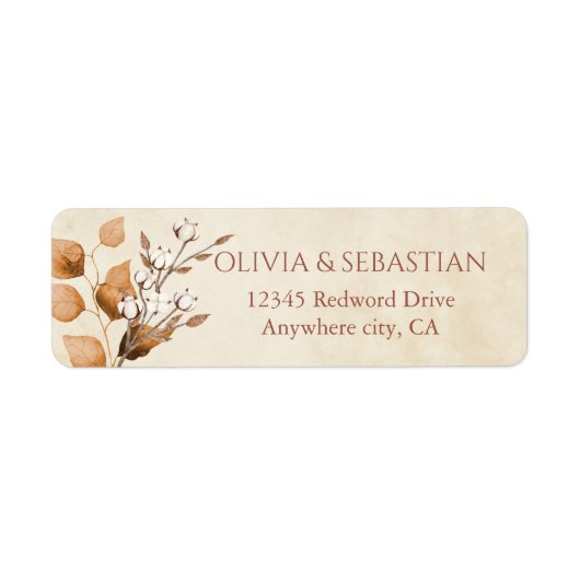 Terracotta-Hochzeit im Herbst: Rücksendeadresse (Vorne)