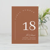 Terracotta Hochzeit im Herbst Seekarte Tischnummer (Stehend Vorderseite)