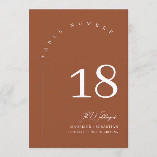 Terracotta Hochzeit im Herbst Seekarte Tischnummer (Vorderseite)