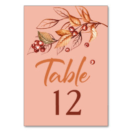 Terracotta Hochzeit im Herbst Tischnummer