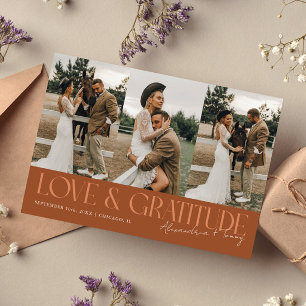 Terracotta-Hochzeit Mehrfach-Foto mit Liebe und Da Dankeskarte