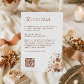 Terracotta Hochzeitdetails QR-Code Begleitkarte