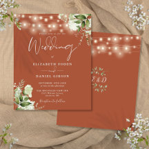 Terracotta-Hochzeitseinladung mit Budget-Blumenlic