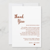 Terracotta Hochzeitsratentisch danke Karte (Vorderseite)