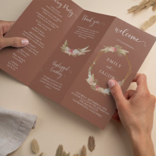 Terracotta Hochzeitsreise mit der Tri-falten Blume Flyer