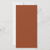 Terracotta Hochzeitsstelle dank Karte (Rückseite)